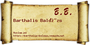 Barthalis Balázs névjegykártya